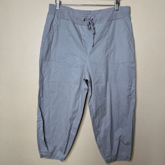 Eileen Fisher Pants Women's Large Gray Cropped Capri Pockets Drawstring - Picture 1 of 10
